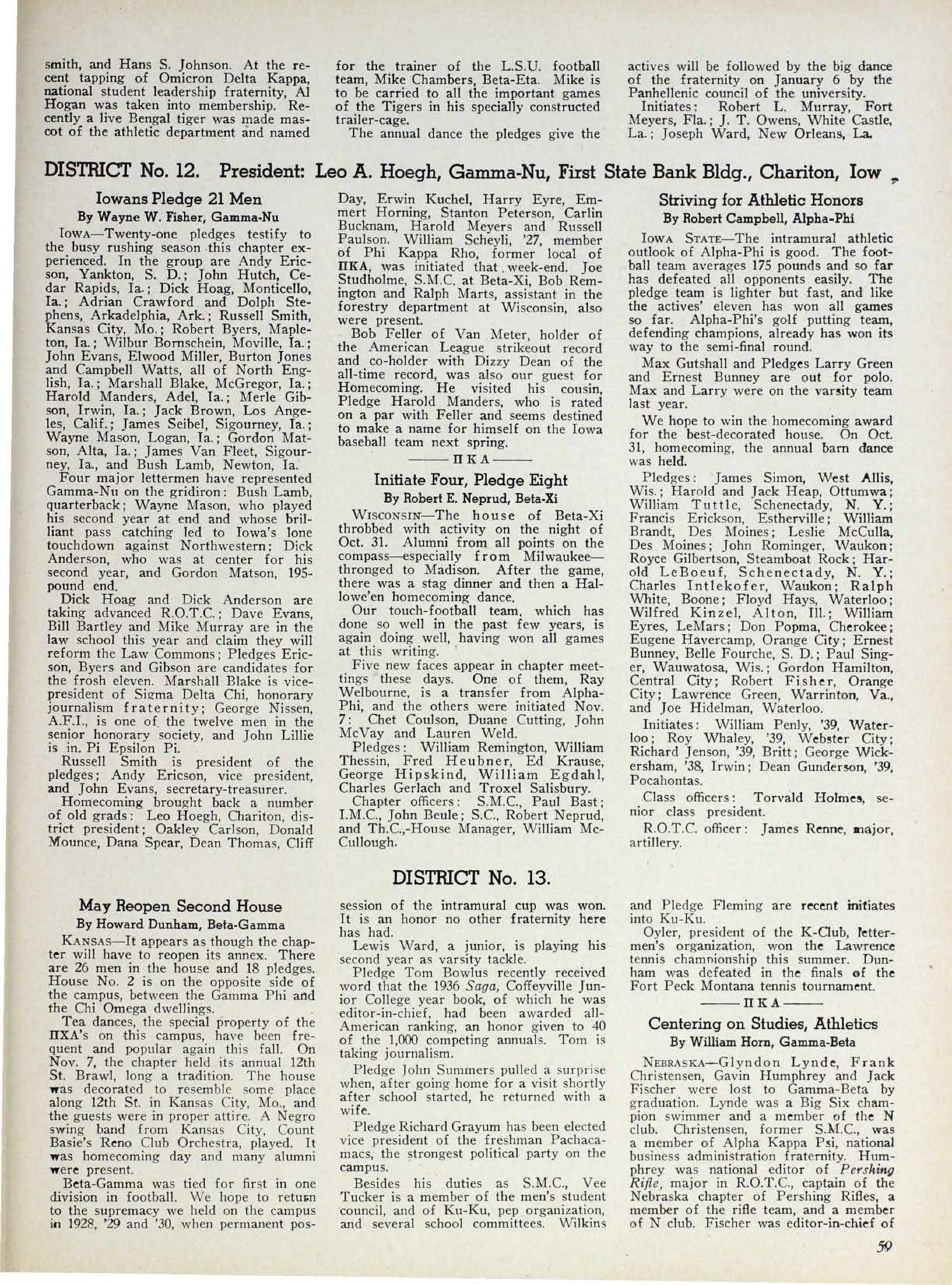News From The Chapters: District No. 12, December 1936